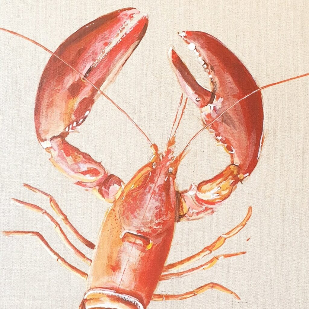 peinture de homard rouge sur toile