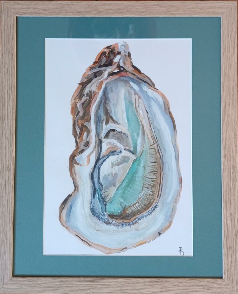 portrait d'huitre fine de claire verte sur papier