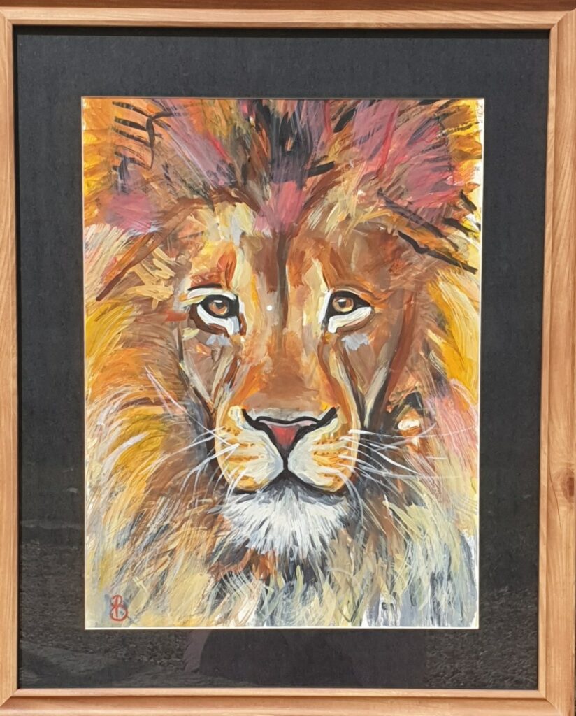 portrait de lion coloré sur papier