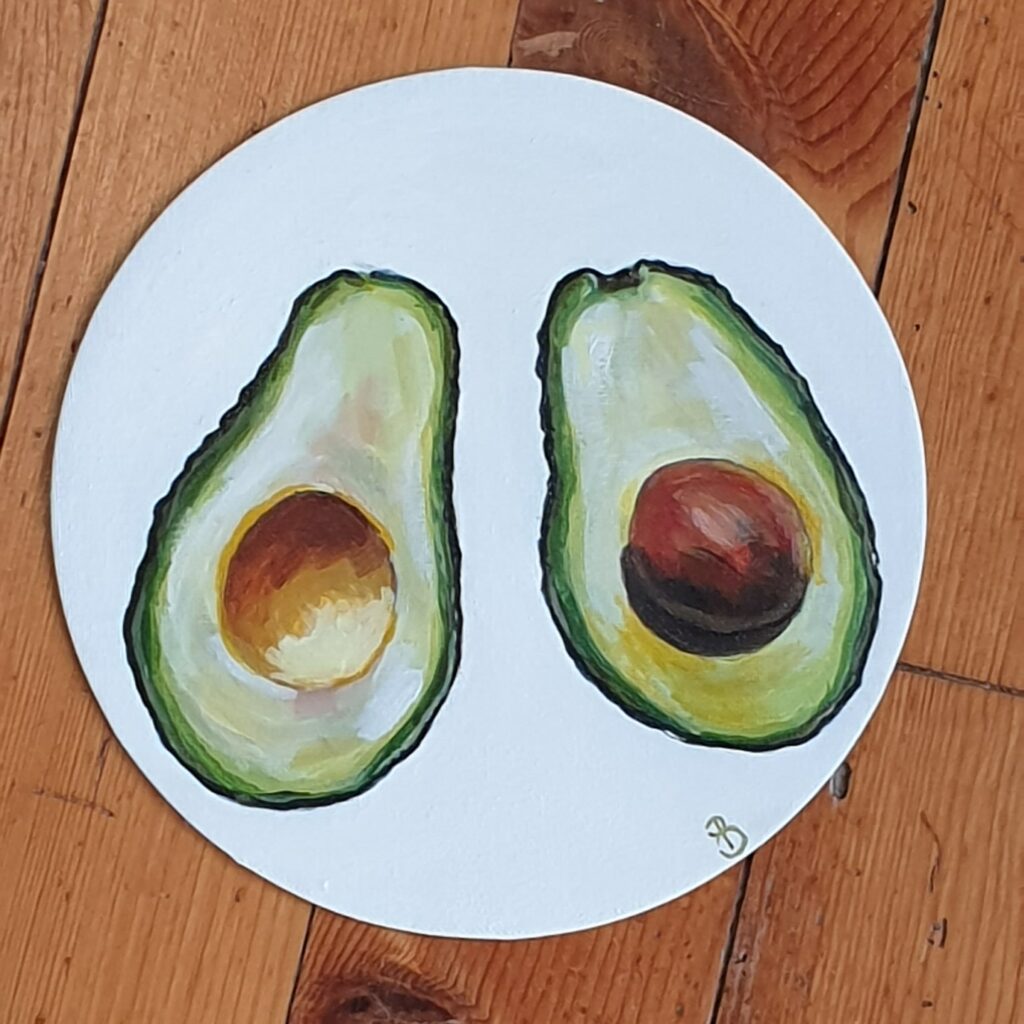 peinture d'avocats sur toile ronde