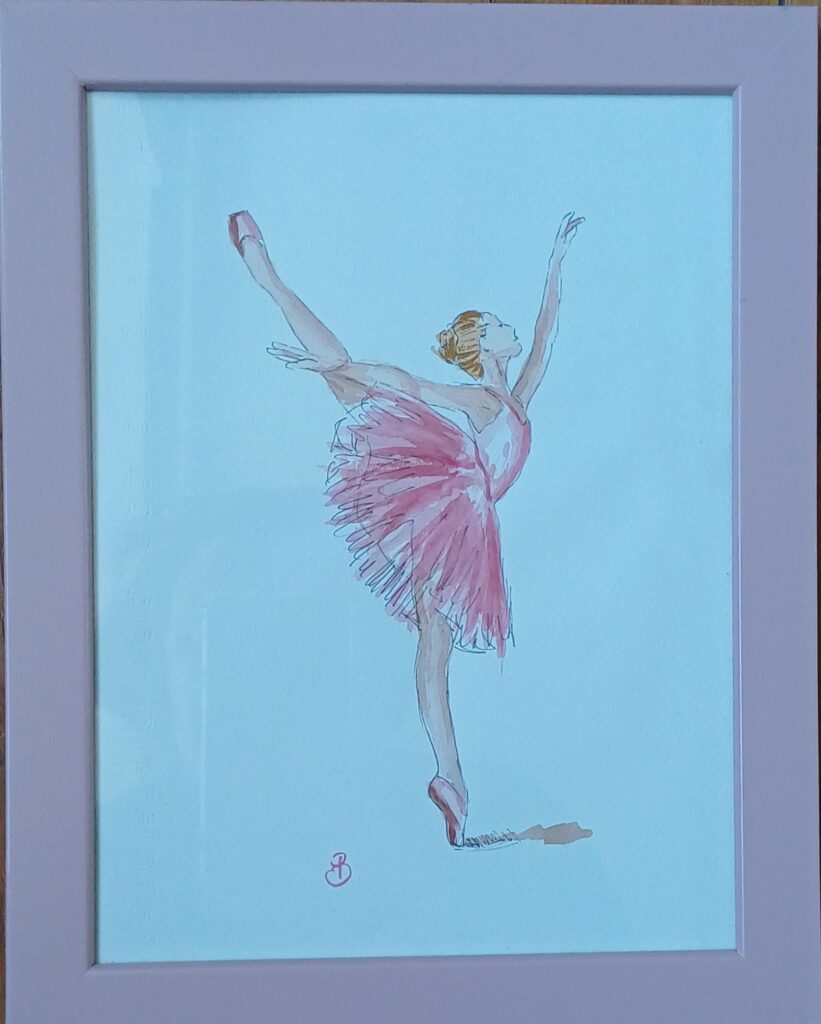 danseuse rose gracieuse peinte à l'aquarelle