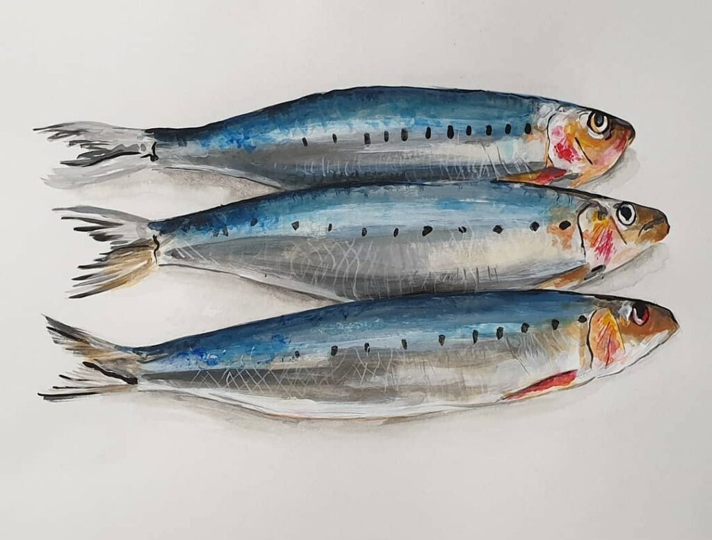 peinture de sardines bleues