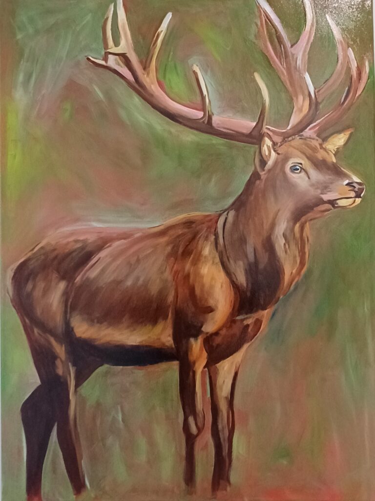 peinture de cerf de plein pied à l'huile