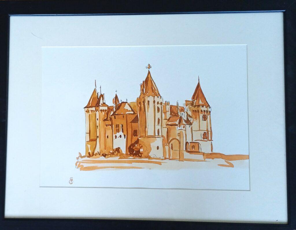 château de saumur peint à l'aquarelle