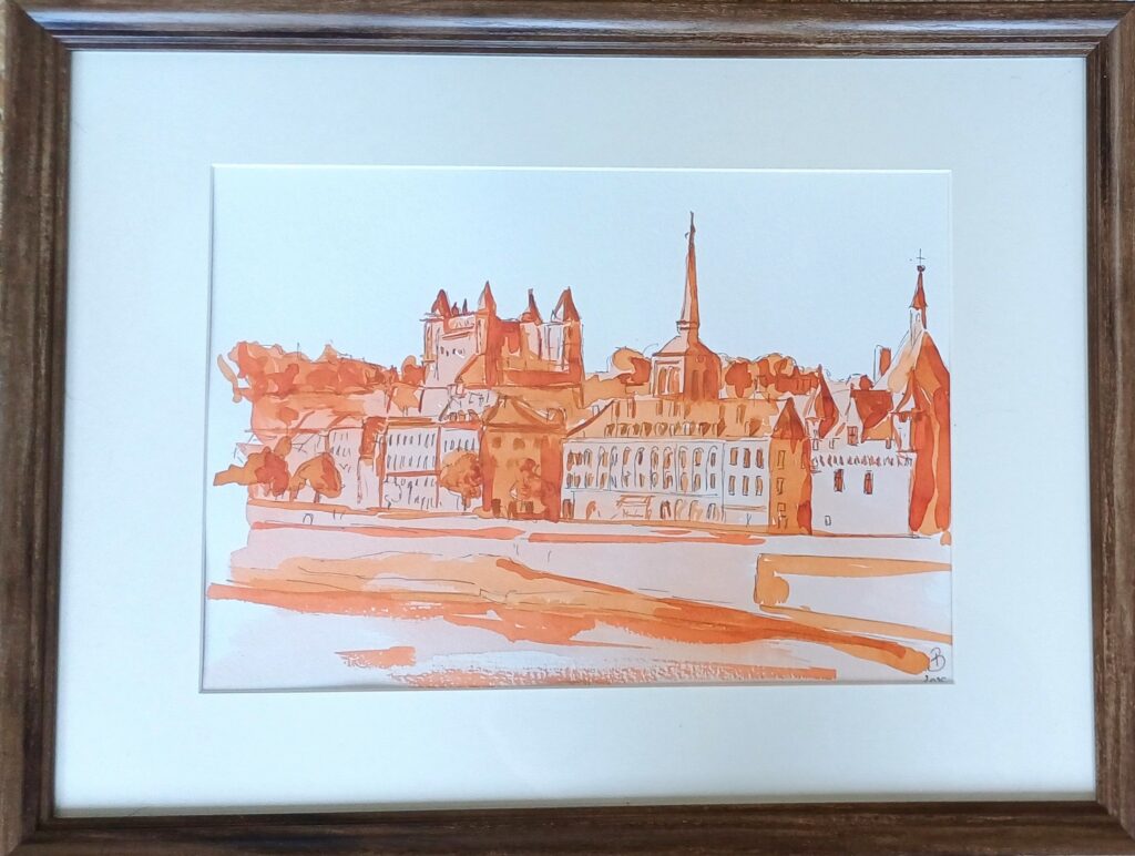 aquarelle de saumur sanguine